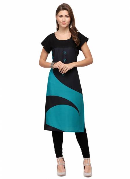 Black And Blue Colour RYN New Designer Daily Wear Rayon Women Kurti Collection RYN-VT208